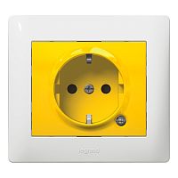 Розетка - Galea Life - немецкий стандарт - 2К+3 - с индикацией - с защитными шторками - желтая лицевая панель | код 771047 |  Legrand